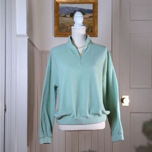 L.A. Hearts Mint Green Sherpa Fleece Quarter Zip Pullover Sweater Medium M